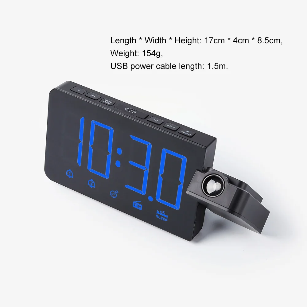 Alarm Clock LED Large Digital Projection Wall Table Snooze FM Radio USB Nightlight Clocks Watch Home Decor Boxing Alarm Cock