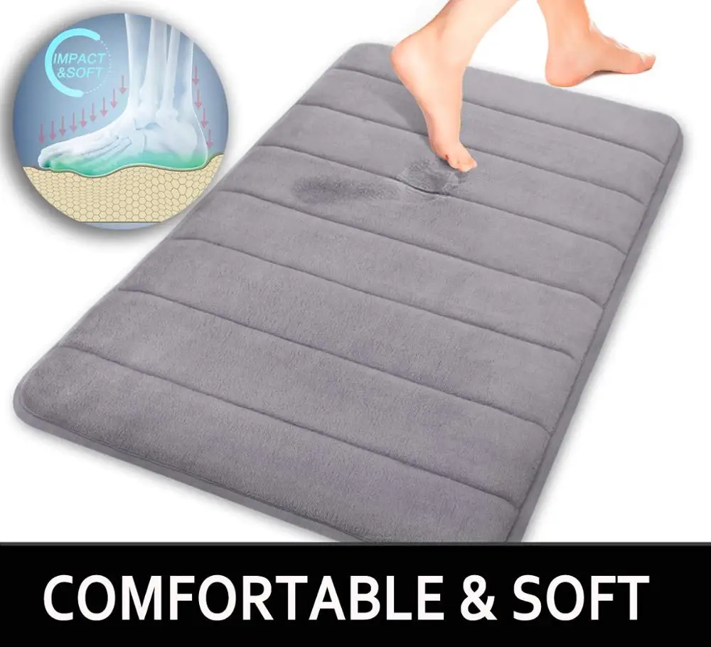 Customized  Absorbent Memory Foam Bath Mat Effect Non slip  Bathroom Bath Mat