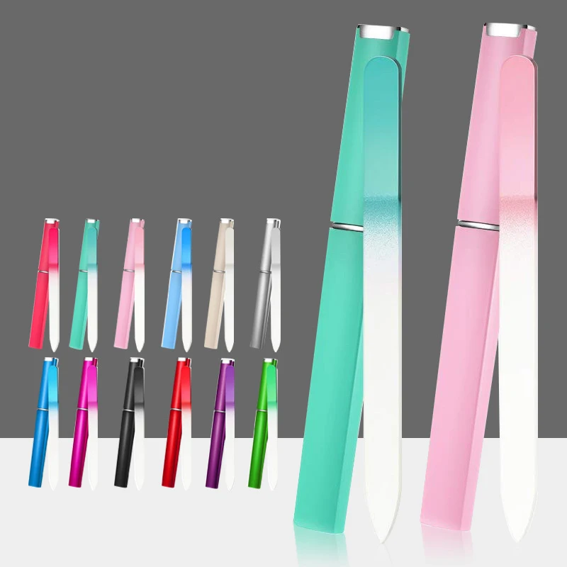 Premium Nail Filer Colorful Crystal Glass Nail File With Case For