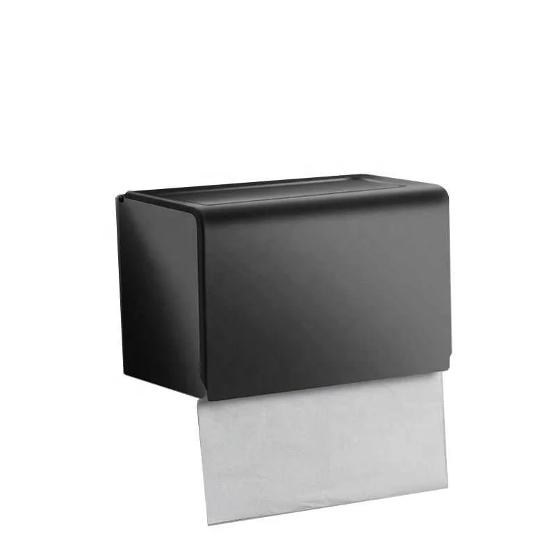 Wall-Mounted Plastic Toilet Paper Holder – Gray, Waterproof, With Adhesive Backing & Hardware