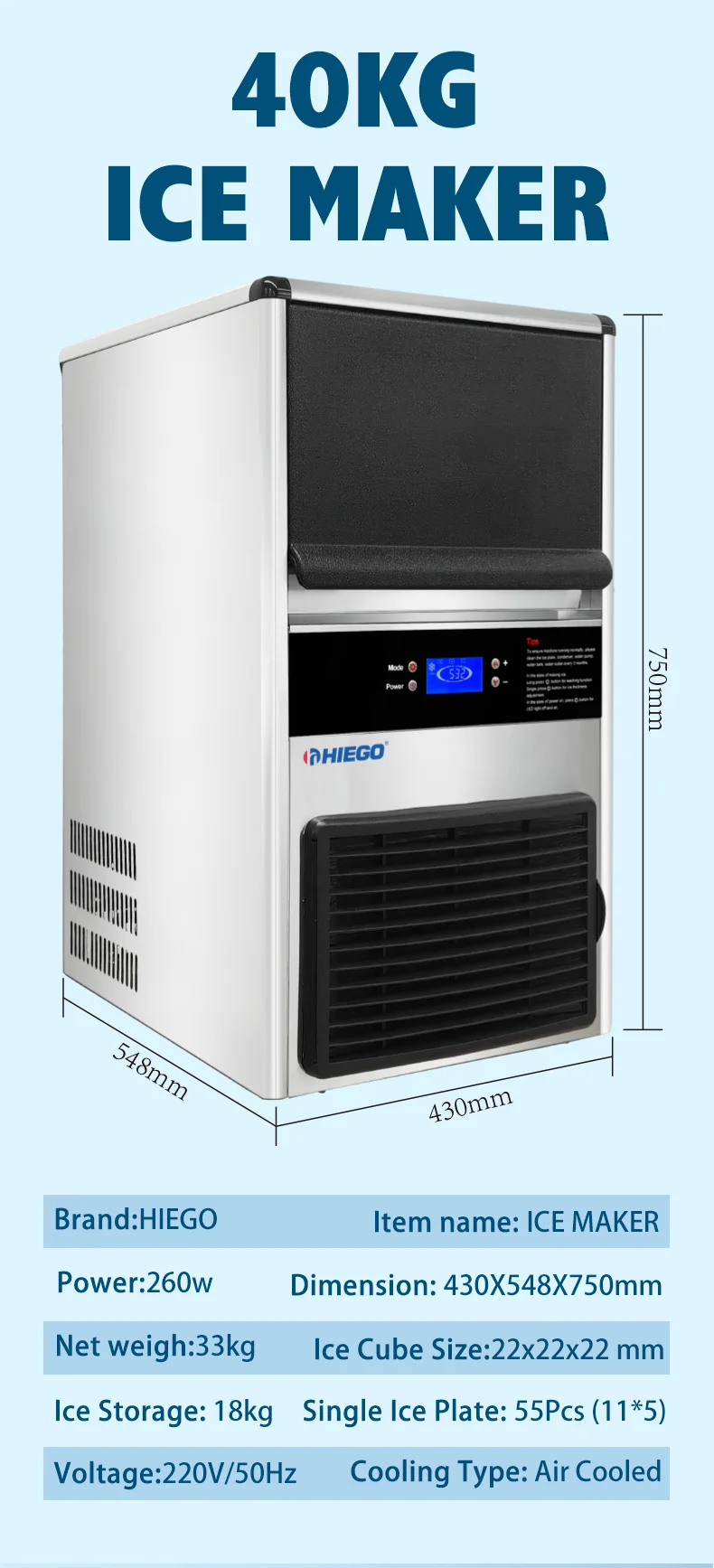 Ice Machine, 30kg/24h, 220V, R290 - detail 12