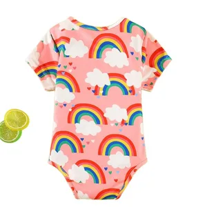 Custom Baby Clothes Cotton New Born Short-Sleeved Cartoon Prints Jumpsuit Sleepwear Baby Rompers