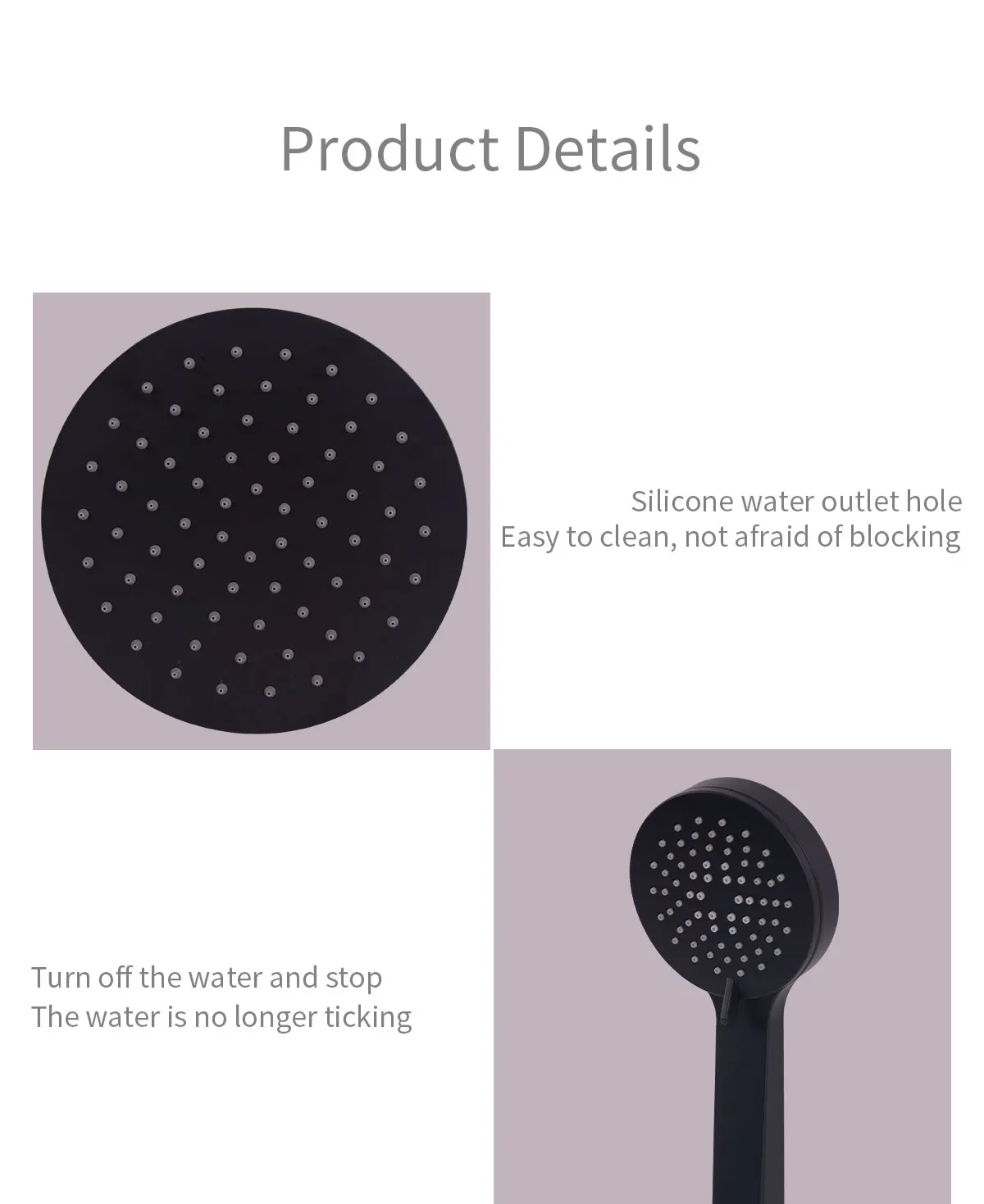 Modern Brass Round Dual Function Bar Valve Shower System - Black details