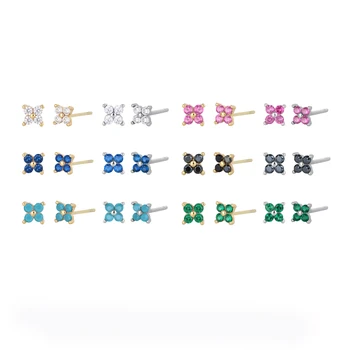 Summer jewelry European and American standards 925 sterling silver earrings studs multicolor CZ sterling silver earrings studs