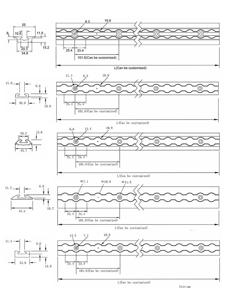 High quality 1ft 1' Airline Logistic L-Track Round Aluminum Load Track Tiedown Surface Mount L Cargo Rail for Truck Trailer B manufacture