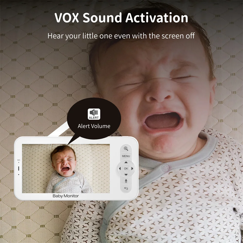 5'' HD 1080p Wifi Smart Home Wireless Two-Way Talk Pan-tilt Baby 5 Indoor Surveillance Baby Monitor Support SD Memory Card
