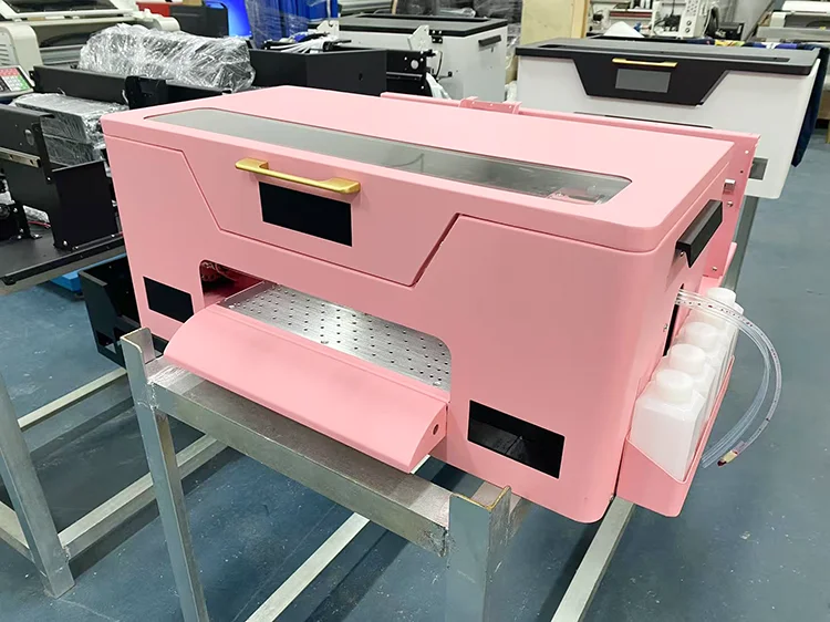 Lansong Small Size Pink A3 DTF Inkjet Printer T-Shirt Printing Machine T-shirt Clothes Pants Pillow Shoes Jeans Printing factory