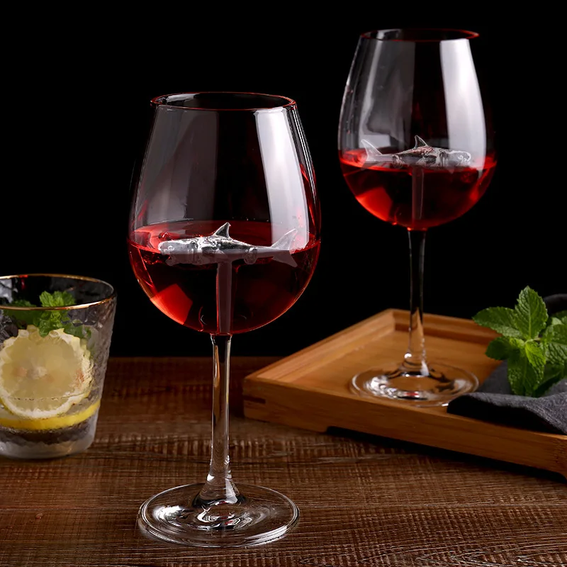 Creative Shark Clear Glass Wine Goblet High Borosilicate Glassware Long Stem Red Wine Glass For