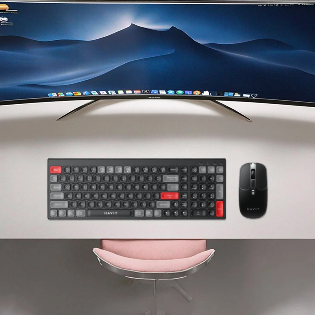 Havit KB830GCM Best Seller Keyboard and Mouse Set Wireless 105 Keys Black Keyboard and Mouse Combos