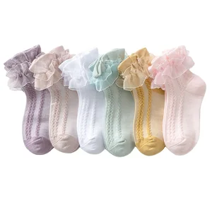 Wholesale Princess Lace Boot Ruffle Ankle Baby Socks for Girls Summer's Lightweight Breathable Knitted Casual Dance for Spring