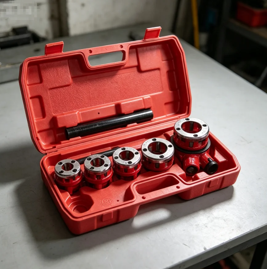 Professional Manual Galvanized Steel Pipe Threading Kit | Handheld Threader with Clamp & Pipe Cutter