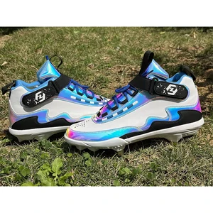 Odm Baseball Molded Cleats Reinforced Faux Leather Youth Turf Spikes Mid Baseball Shoes Men