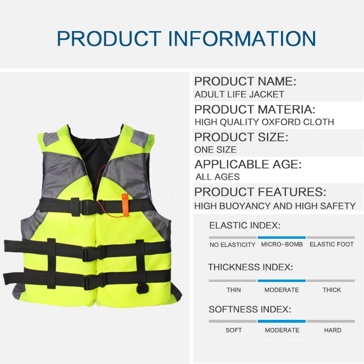 Jiuran Oxford Life Jacket Lightweight Noninflatable Buoyancy Water Sports Application Life Vest