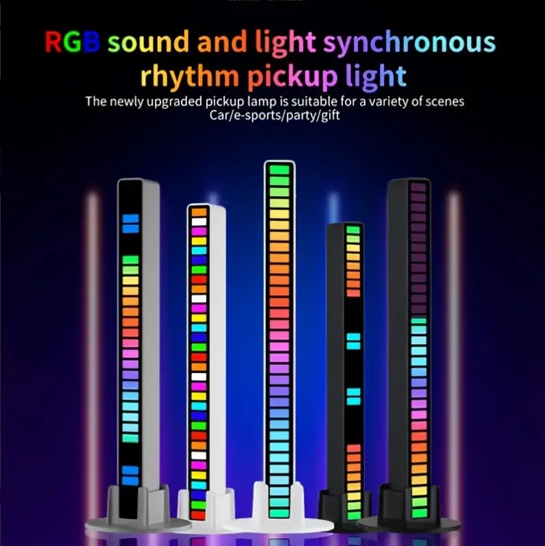 Smart Home 32 LED Decorative Lighting Multi-Color Music & Motion Sensor Rhythm Light with USB White Shade for Home Decoration