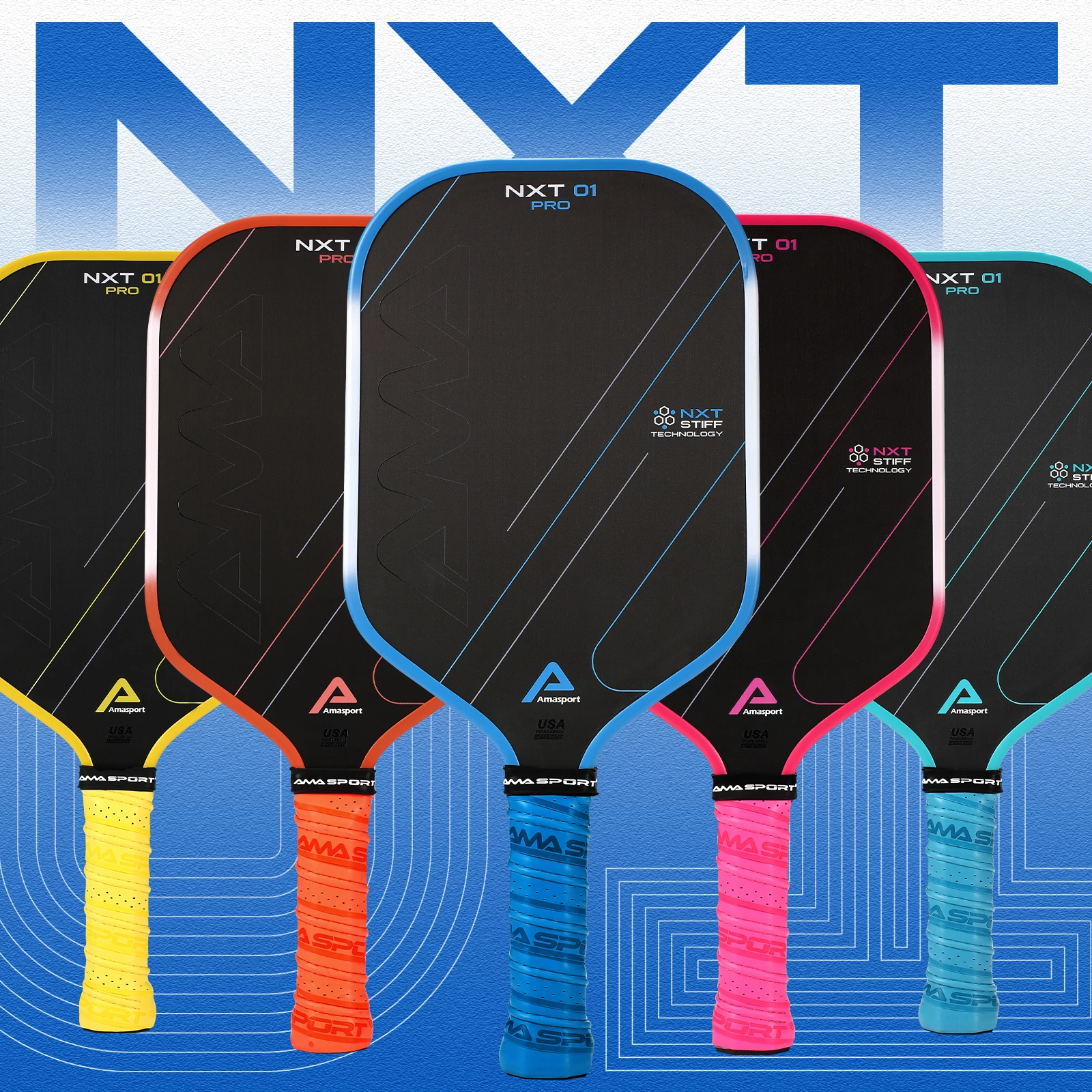 2024 AMASPORT  Latest Custom NXT01 PRO Interweaving Carbon Bed Tech Pickleball Paddle Rackets