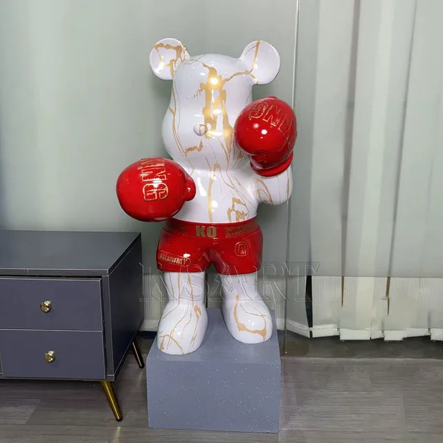 Large-scale Standing Violent Bear Sculpture Set, Boxing Gym, Fitness Center, Opening Gift, Home Decoration Item