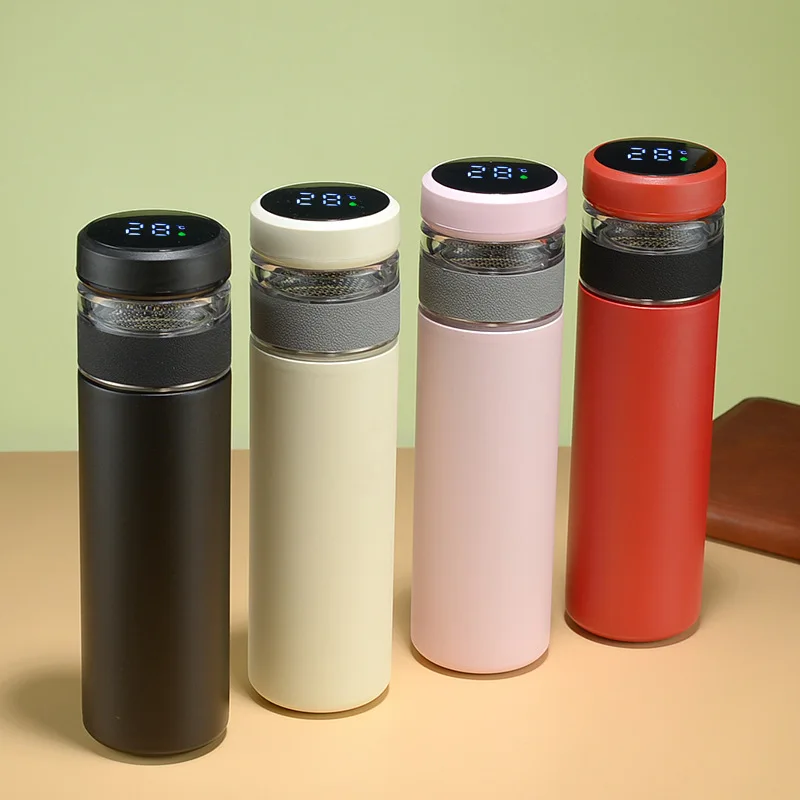 Intelligent 500ml Stainless Steel Vacuum Flask Smart LED Temperature Display Metal Insulation Water Bottle with Filter