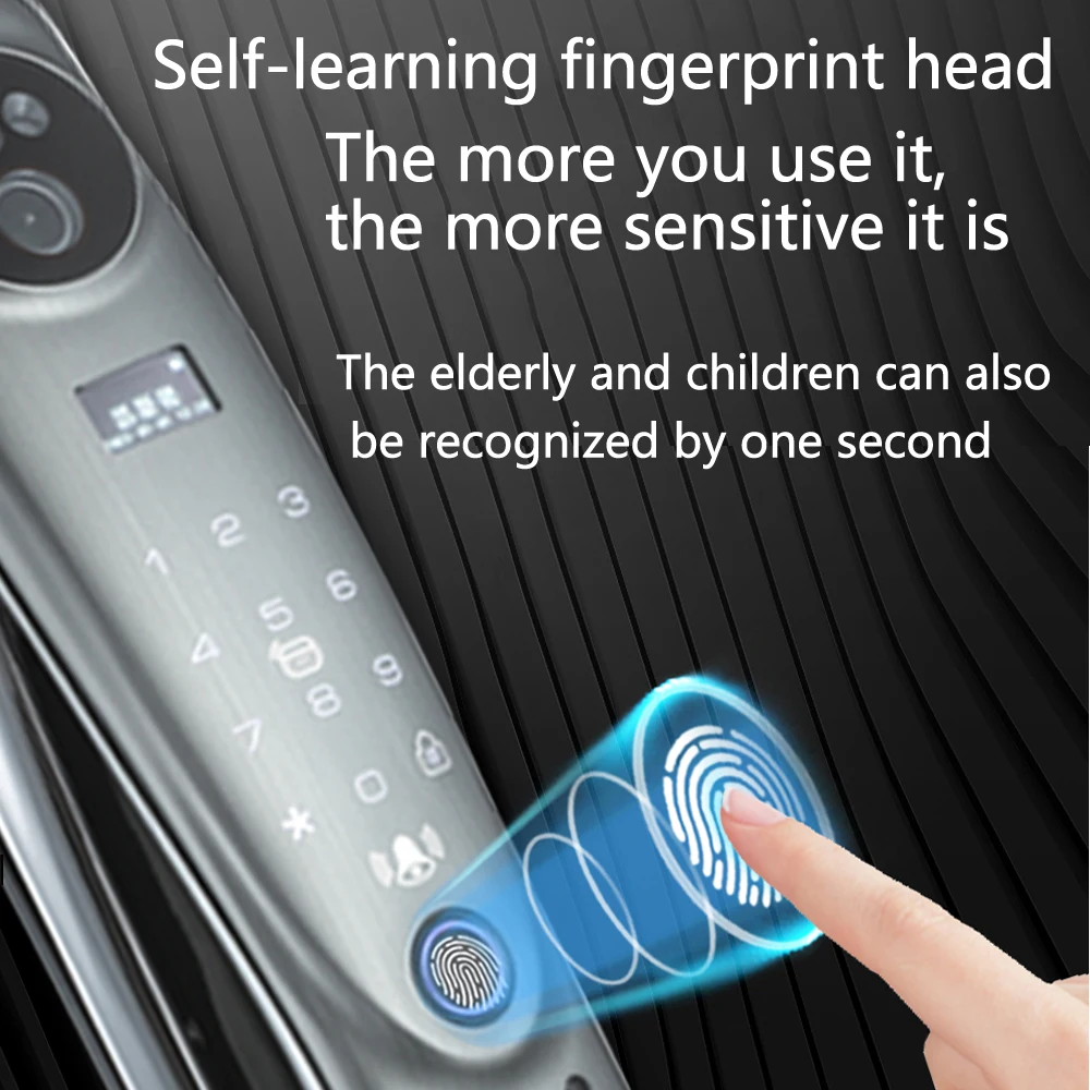 3D Face Recognition Smart Locks for Front Door Large Smart Lock Screen Wifi Tuya Smart Door Lock with Camera and Fingerprint
