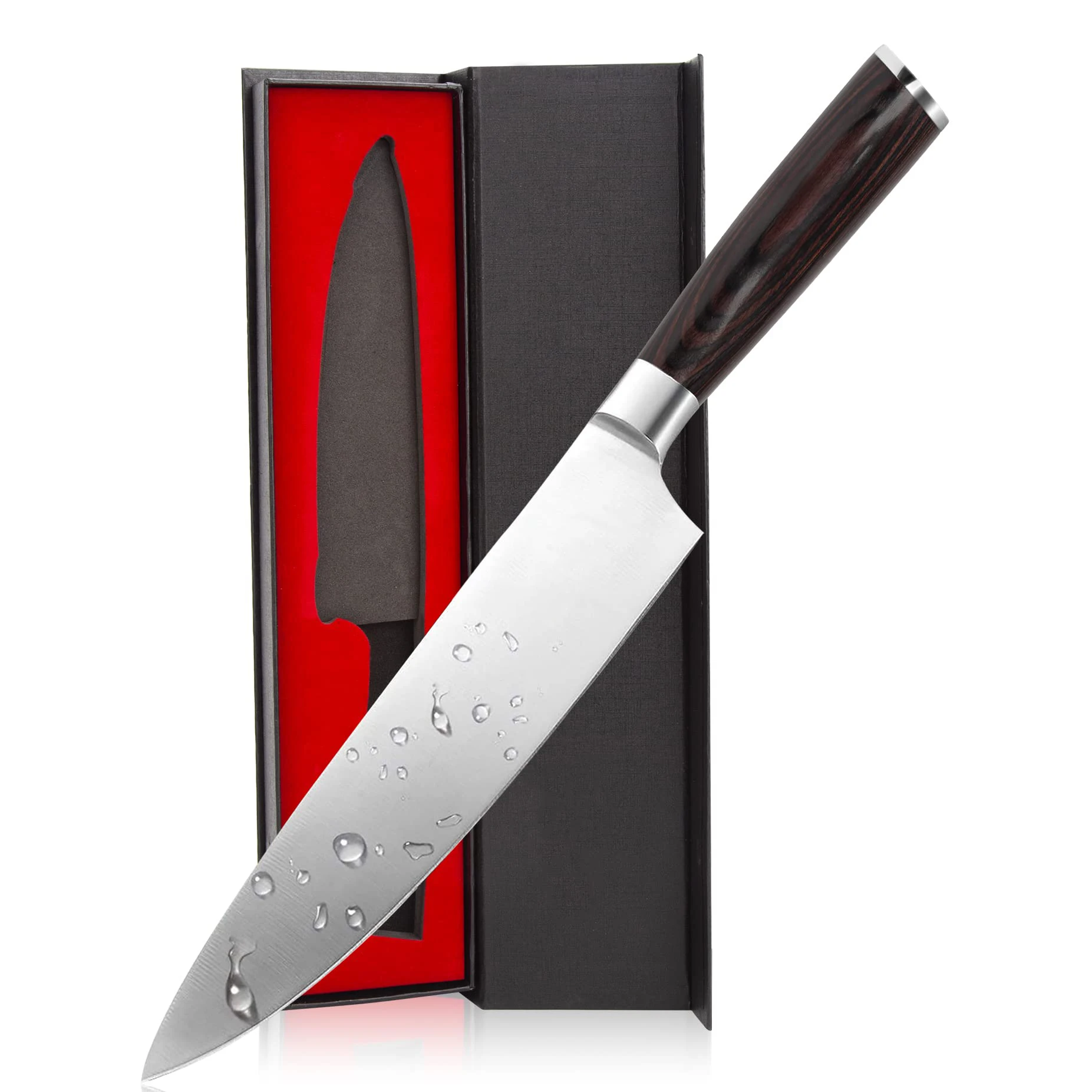 Custom Logo Professional 8 Inch Chef Knife Stainless Steel Meat Knife with Pakkawood Handle