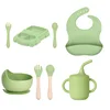 Juego de platos llanos verde claro (8 piezas)