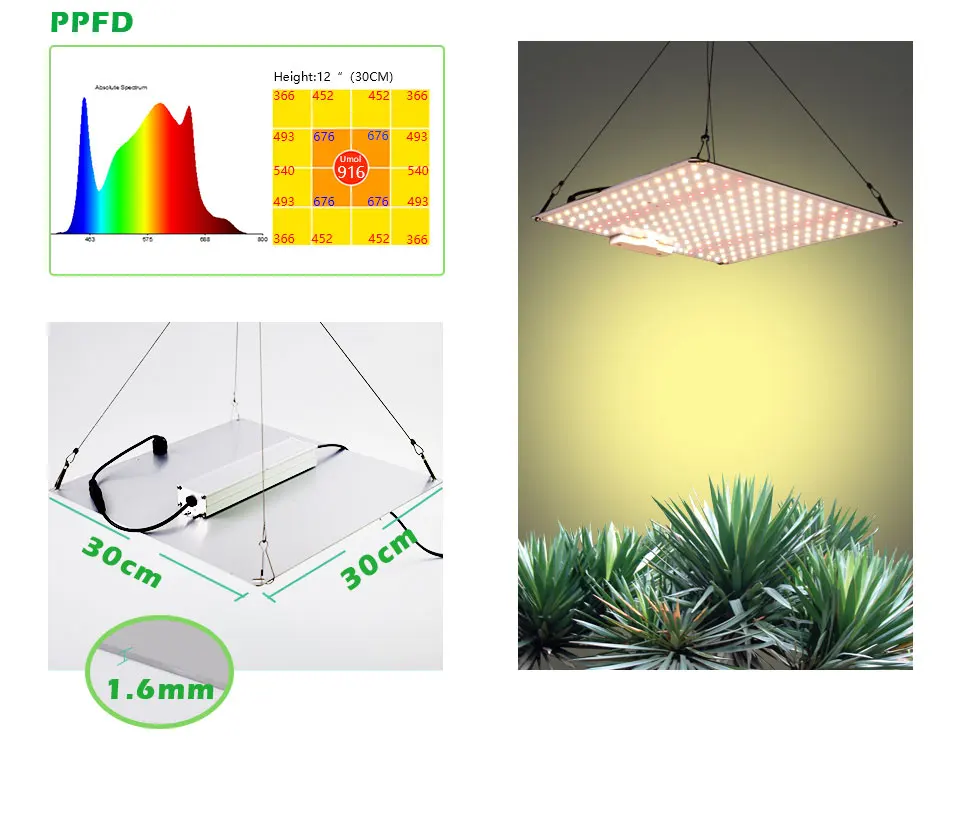 65W LED Grow Light Panel – Full Spectrum Hydroponic Lamp For Indoor Veg & Flowering-1061399