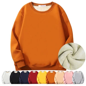 Men's Heavyweight Fleece Hoodie Autumn Winter Round Neck Coat with Thickened Lining Casual Cotton Pullover for Men's