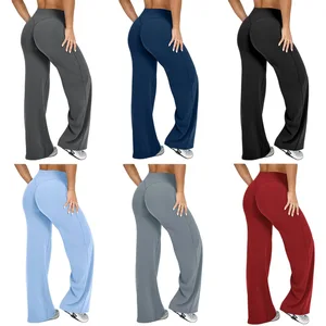 Breathable Tight Wide Leg Flared Pants High Quality Gym Workout Activewear Hip Lifting Yoga Pants Women Gym Leggings