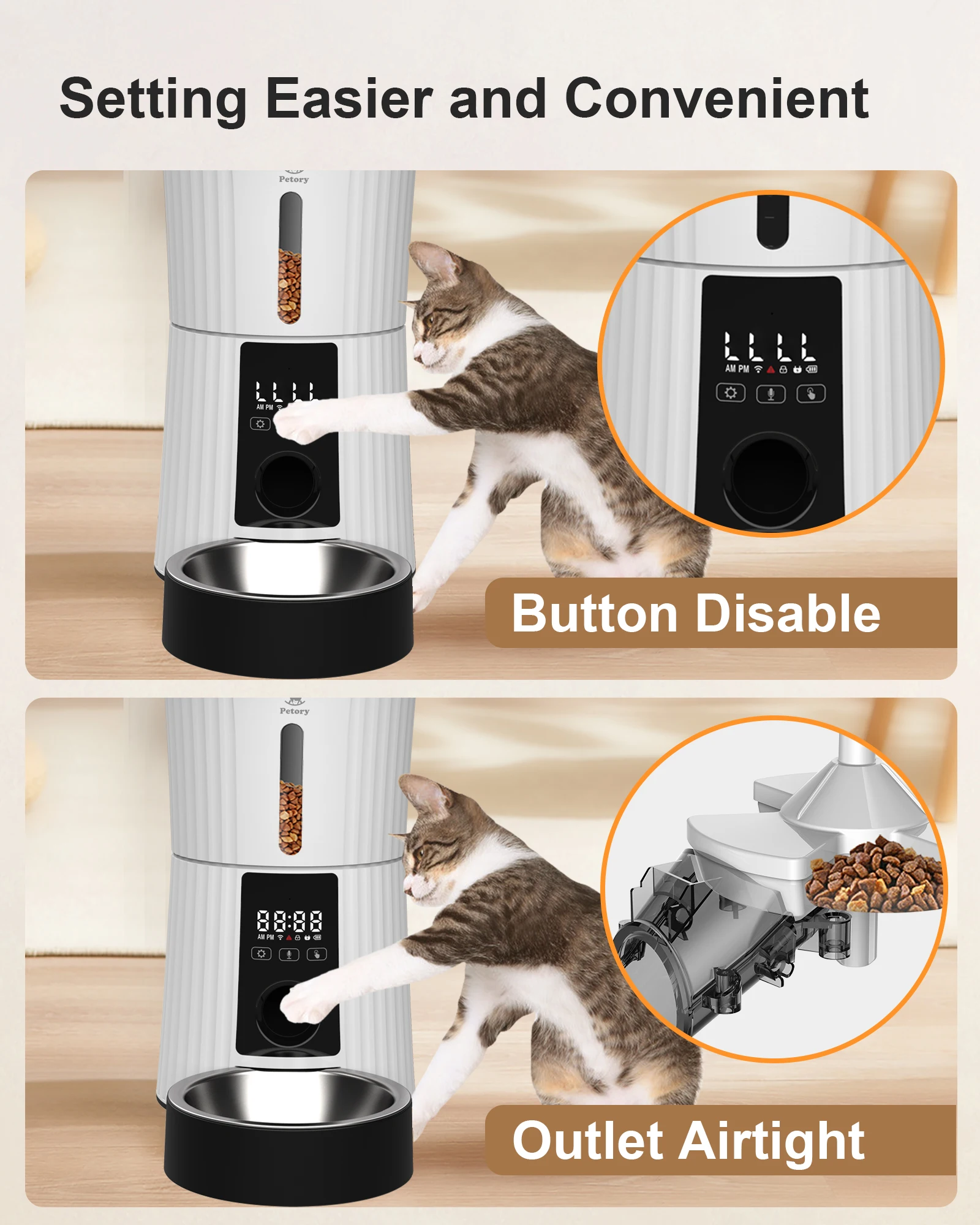Automatic Portable Food Dispenser Microchip Capacity Black Automatische