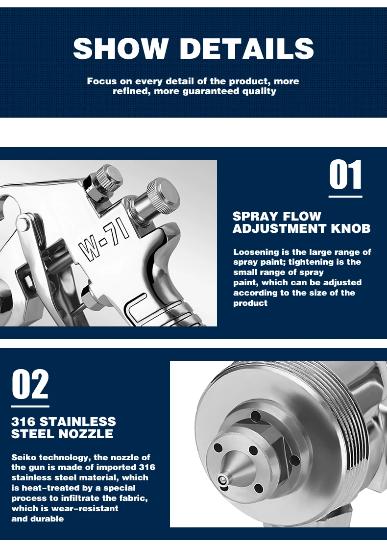 High Pressure High Viscosity Aluminium Alloy Paint Spray Gun Save Paint