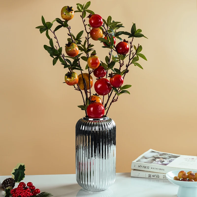 Wholesale Luxury Electroplated Gold And Silver Ceramic Vase With Stripe