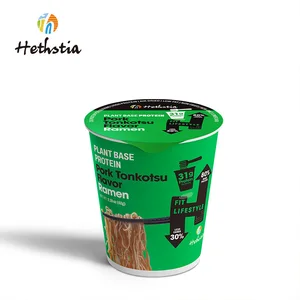 High Protein Healthy Instant Cup Noodle Plant-Based Vegan Vegetarian Pork Tonkotsu Flavor Ramen Box Packaging