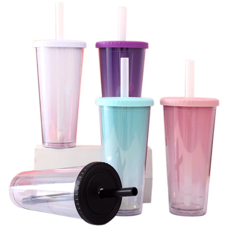 CHINA SELECTION INEEDU FOOD GRADE Plastic Reusable Bubble Tea Cups Tumblers With Fat Straw 14mm