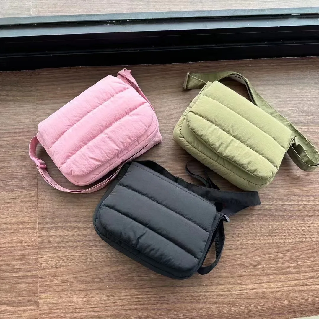 Luxury Women's Designer Handbags Nylon Flip Cover Cloth Light Puffy Square Puffer Zip Crossbody Shoulder Bag Fashionable Bag