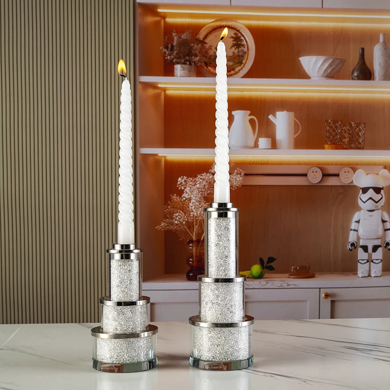 product contains broken diamonds three layer cake shape birthday home art wedding decoration crystal candlestick-6