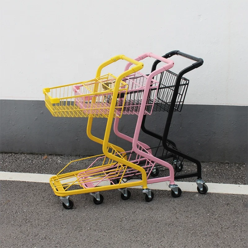 メーカー ホットセール イエロー スーパー マーケット カート 2段