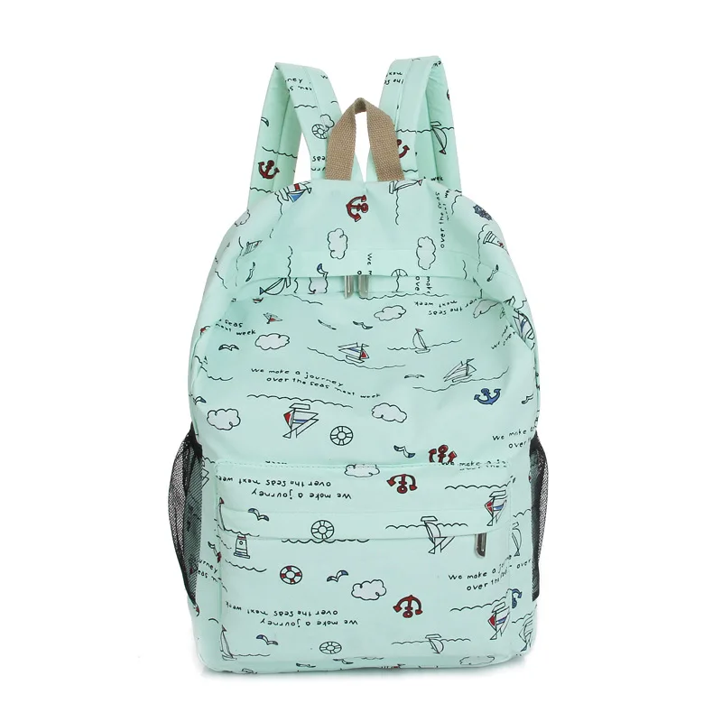 Cartoon Women Canvas School Backpack Outdoor Satchel Rucksack Shoulder Bag 