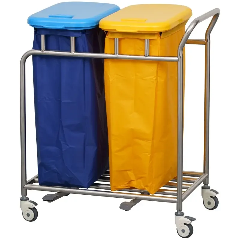 Customized Hotel Stainless Steel Linen Laundry Trolley Cleaning Cart Hospital Trash Can