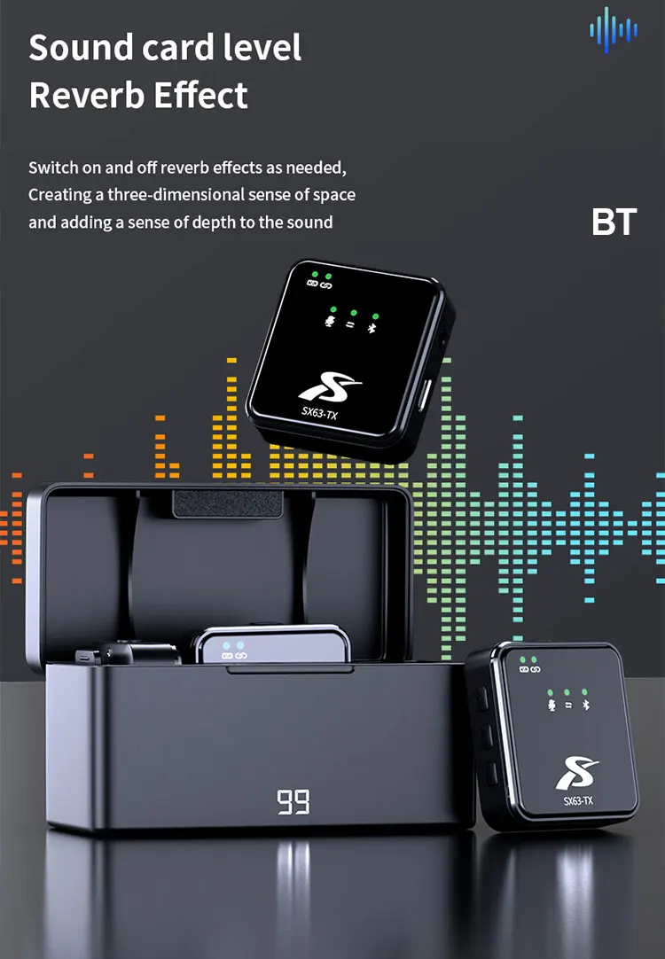 SX63 Collar Wireless Mic Portable Live Streaming Lavalier Mini Lapel Microphone With Charging Case For Mobile Cell Phone Iphone