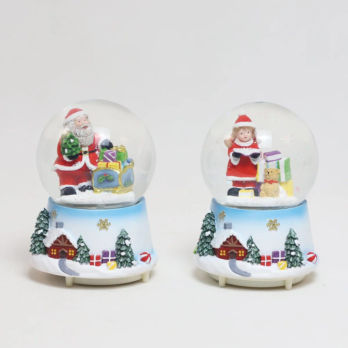 Water Snow Glass Globe Christmas Gift With Music Battery Operated Lighted Up Resin Santa Claus Snowman Figurine Creative Present