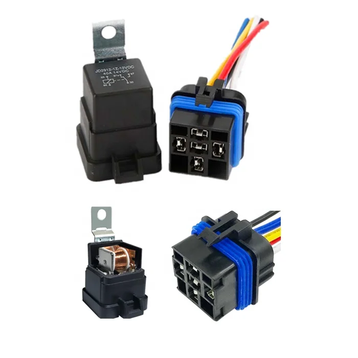 New Energy Vehicle Dc 12V 40A Auto Relay 4 Pin Waterproof Integrated Wired Automobile Relay + Holder With 105Mm Length Wires