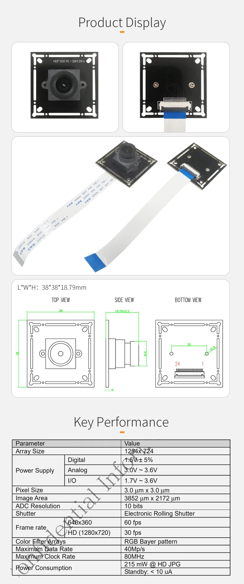 DGZX NT99141 Dvp 1MP 720P HD Mini Sensor PCB Board for Robotic Machine Vision MCU ESP32 Camera Module插图1