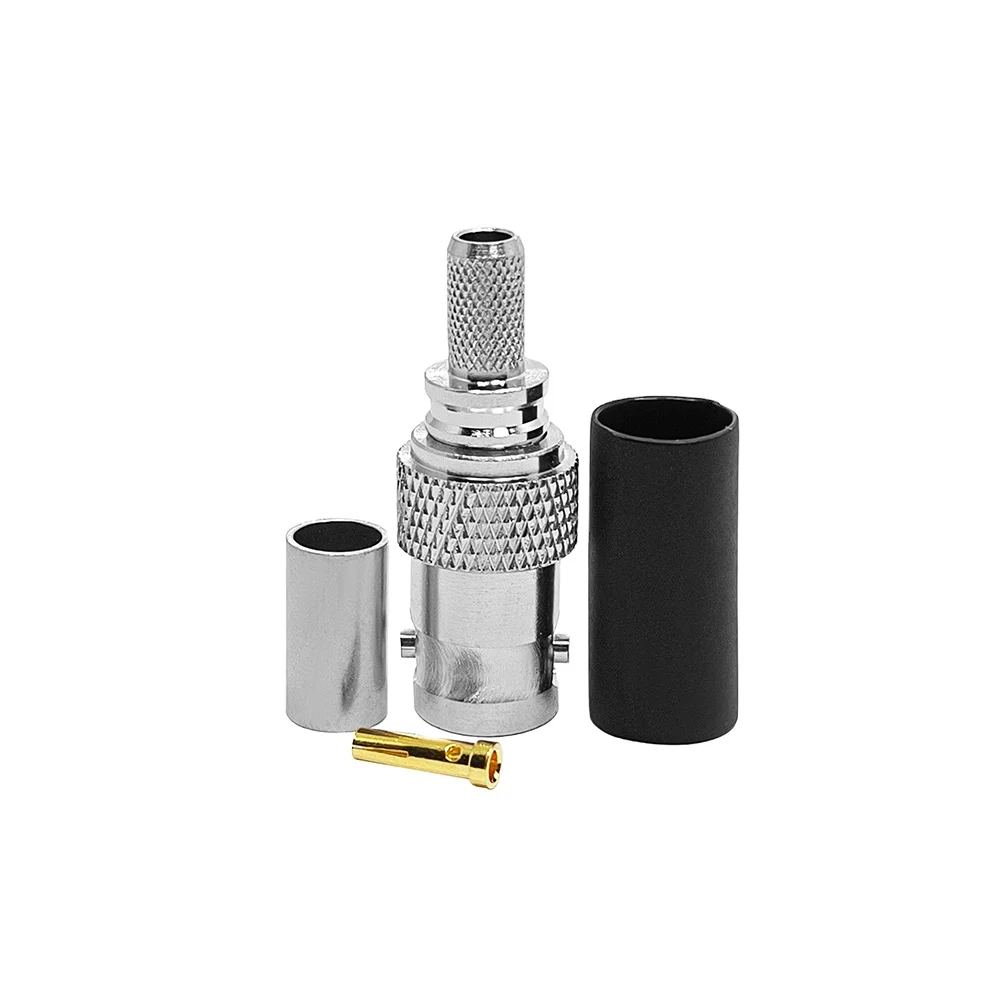 Nickel Plated Rf Connectors BNC Jack Crimp (EZ) RF Coaxial Connectors Solderless for LMR200 LMR195 Coax Cable
