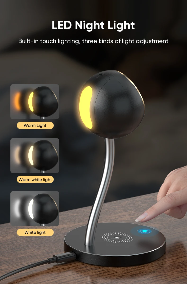 4in1 Led Flowing Light Phone Wireless Charger Desktop Bedside