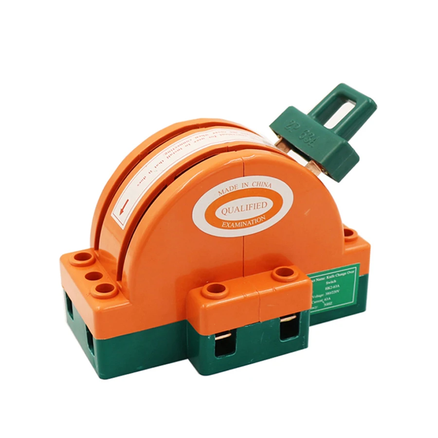 DPDT Knife Switches Copper Power Disconnector Switch Semicircular Breaker Backup Circuit Generator 2P 63A