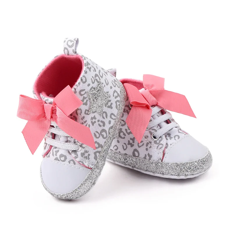 New arrival bow design Glitter Materials bling canvas baby toddler girl shoes 2022 manufacture