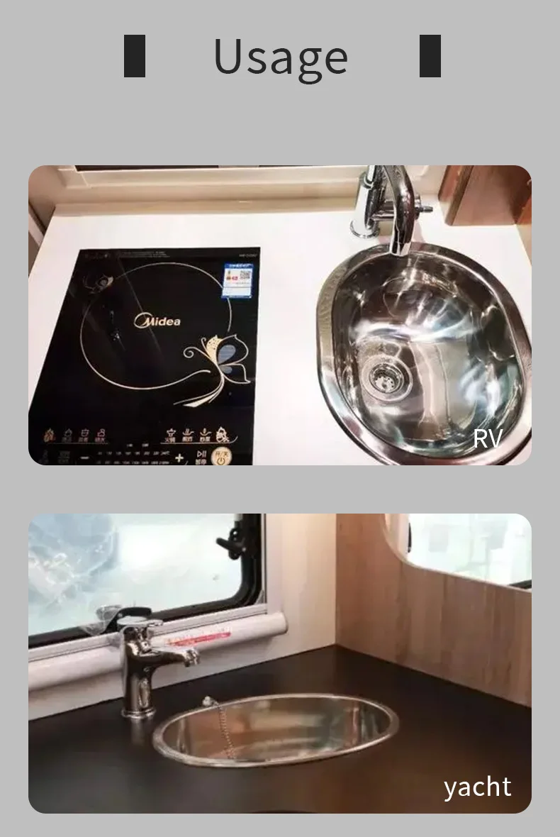 K&B Fixtures 17x12 Oval Stainless Steel Trailer Or RV Sink - 5.5" Deep - Small Cosmetic Scratches