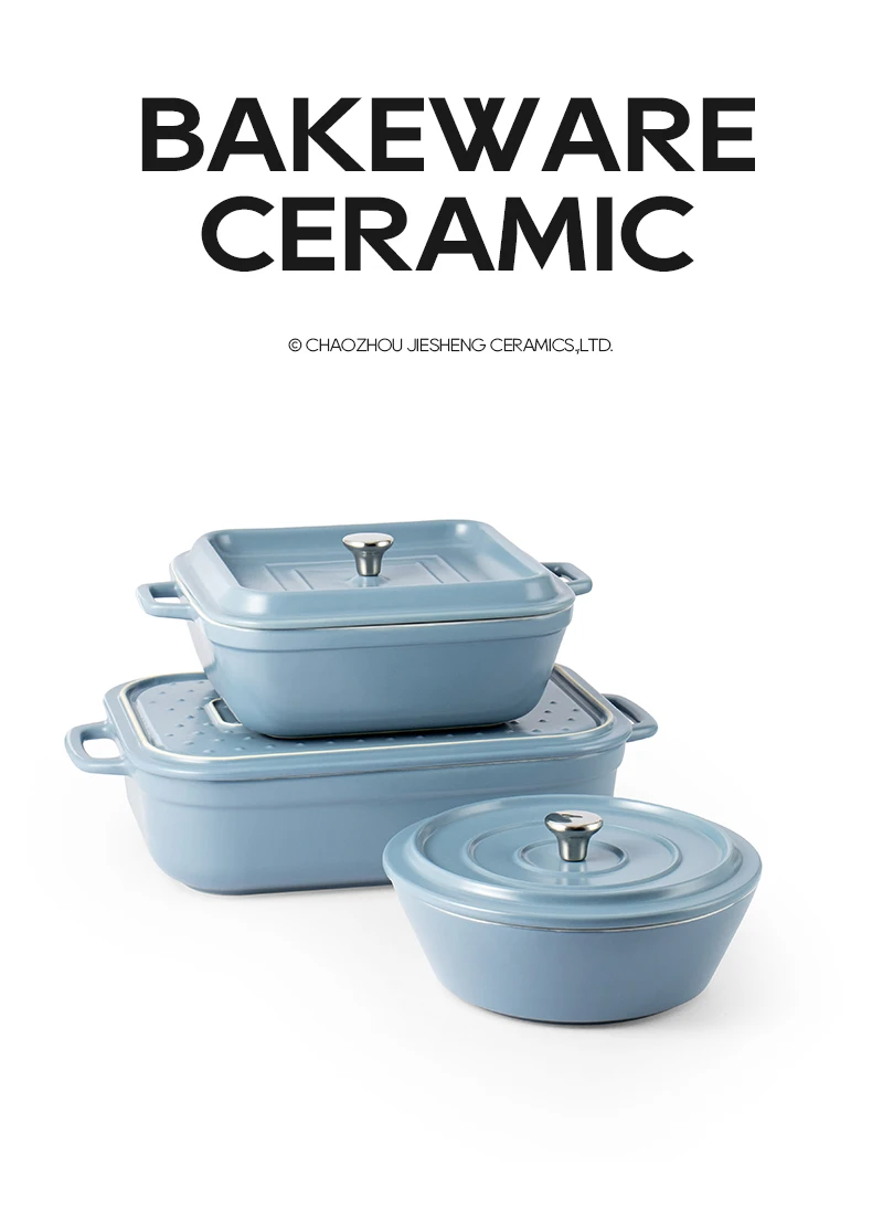 European Style Large Bakeware Set Colored Glaze Ceramic Baking Tray