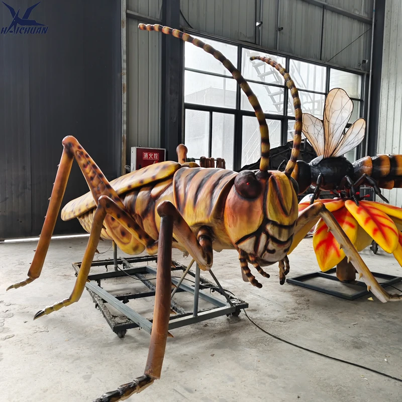 Artificial Insect Animatronic Grasshopper Model with Flexible Movements for Indoor/Outdoor Entomological Museum Decoration