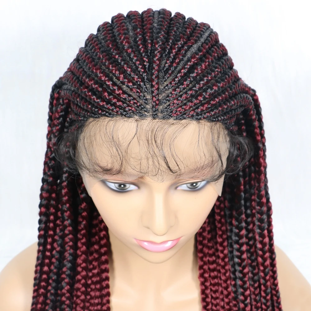 Cornrow Braid Synthetic Lace Front Wig Full Hand Made Braid Lace Front