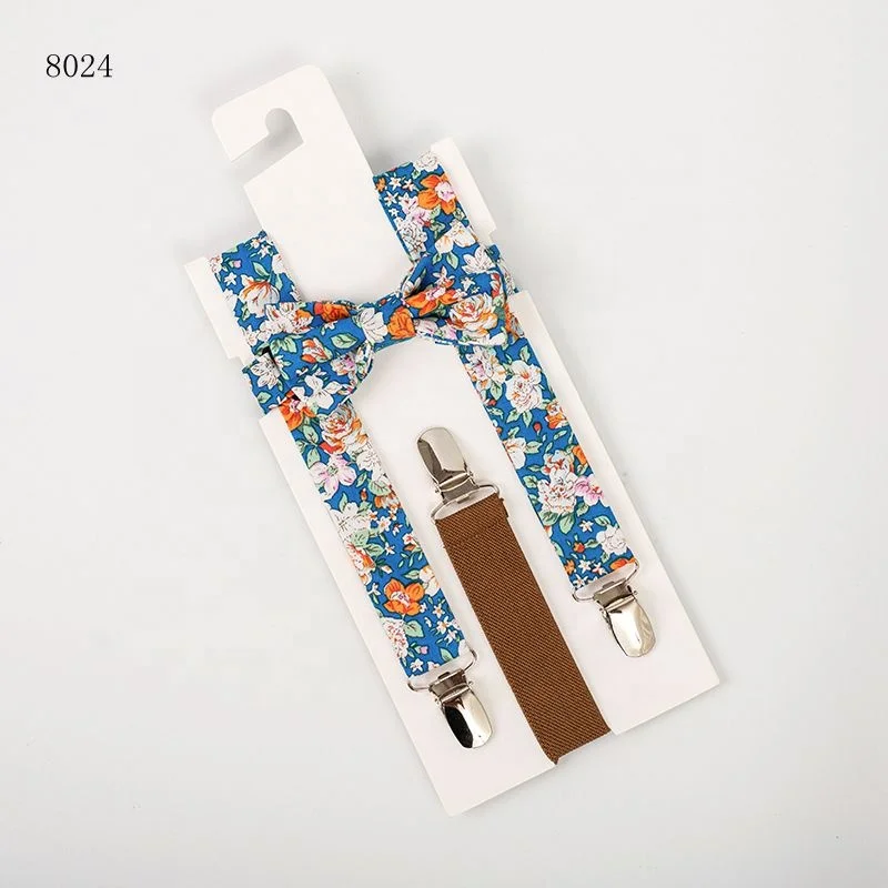 Wholesale Cotton Floral Custom Suspenders And Bowtie Set For Men
